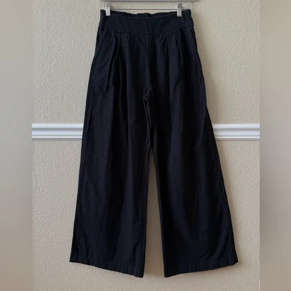 Abercrombie & Fitch Linen Wide Leg Black Pants Small Petite - Picture 2 of 11